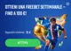 Freebet settimanale fino a 100 euro